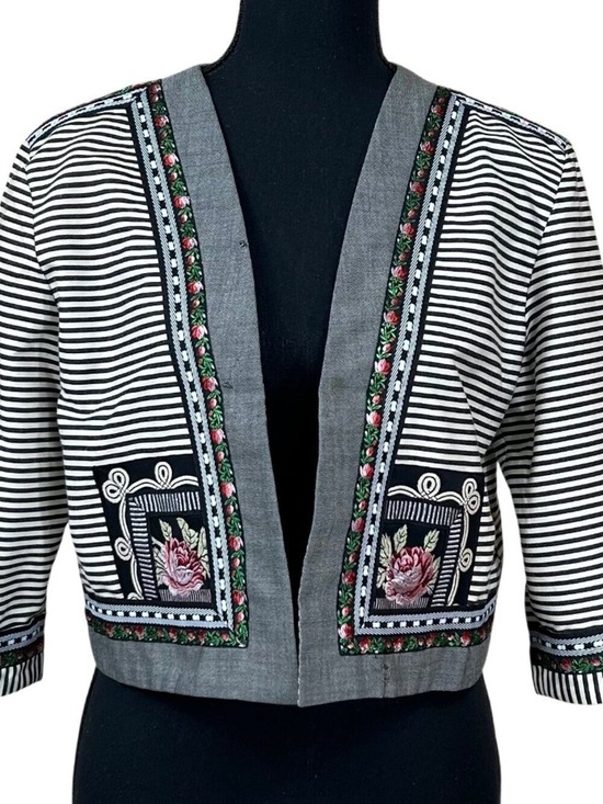 Ala Bonne Renommee Jackets & Blazers - Ala Bonne Renommee Paris Art To Wear Striped Cropped Jacket Size S